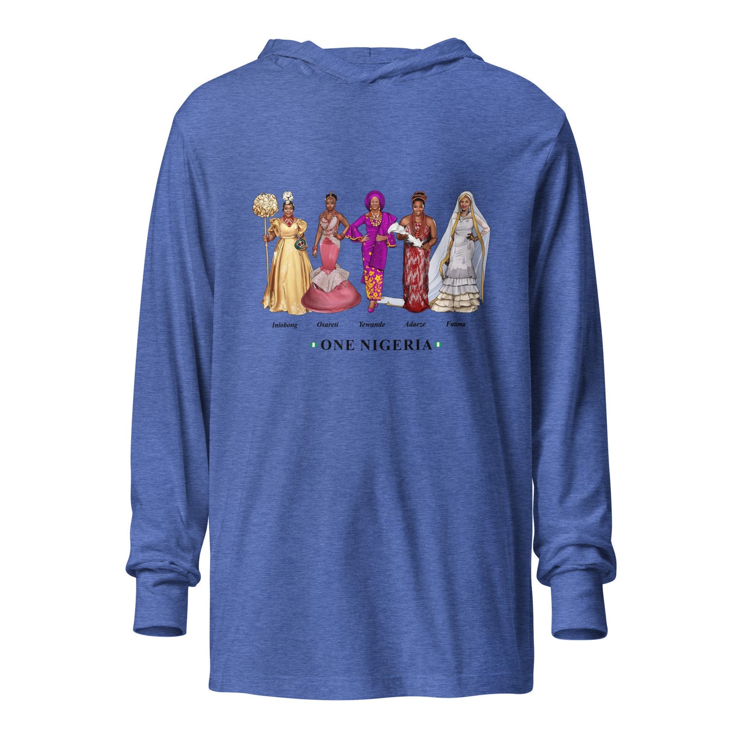 Light weight One Nigerian Women Hooded long-sleeve tee, African t-shirt, African Hoodie, Nigerian hoodie, Nigerian outfits