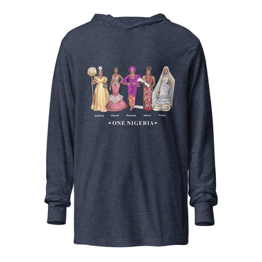 Light weight One Nigeria Women Hooded long-sleeve tee- Nigerian Hoodie, African Hoodie, Nigerian Outfits