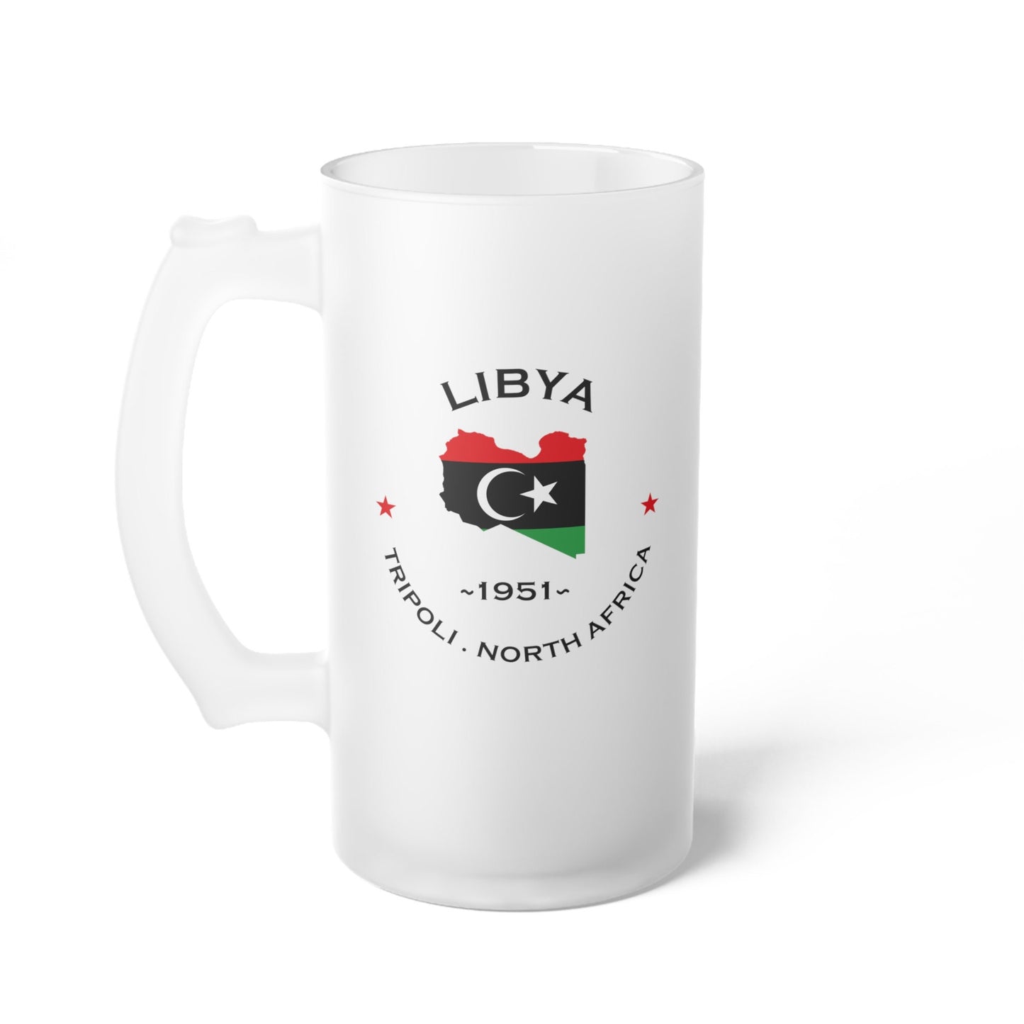 Libya Frosted Glass Beer Mug