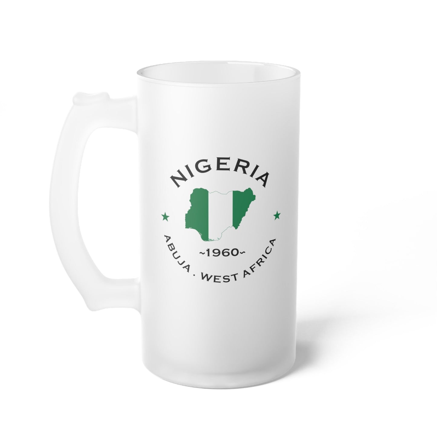 Nigeria Frosted Glass Beer Mug