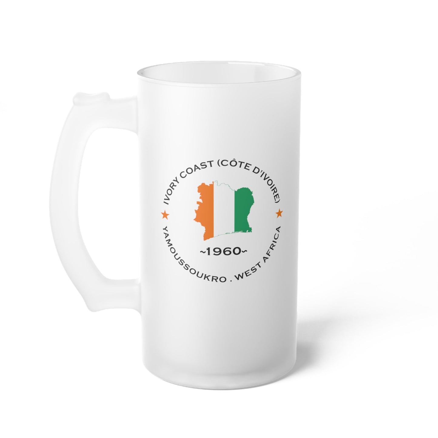 Ivory Coast Frosted Glass Beer Mug