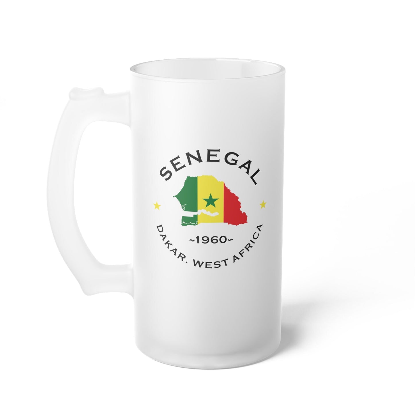 Senegal Frosted Glass Beer Mug