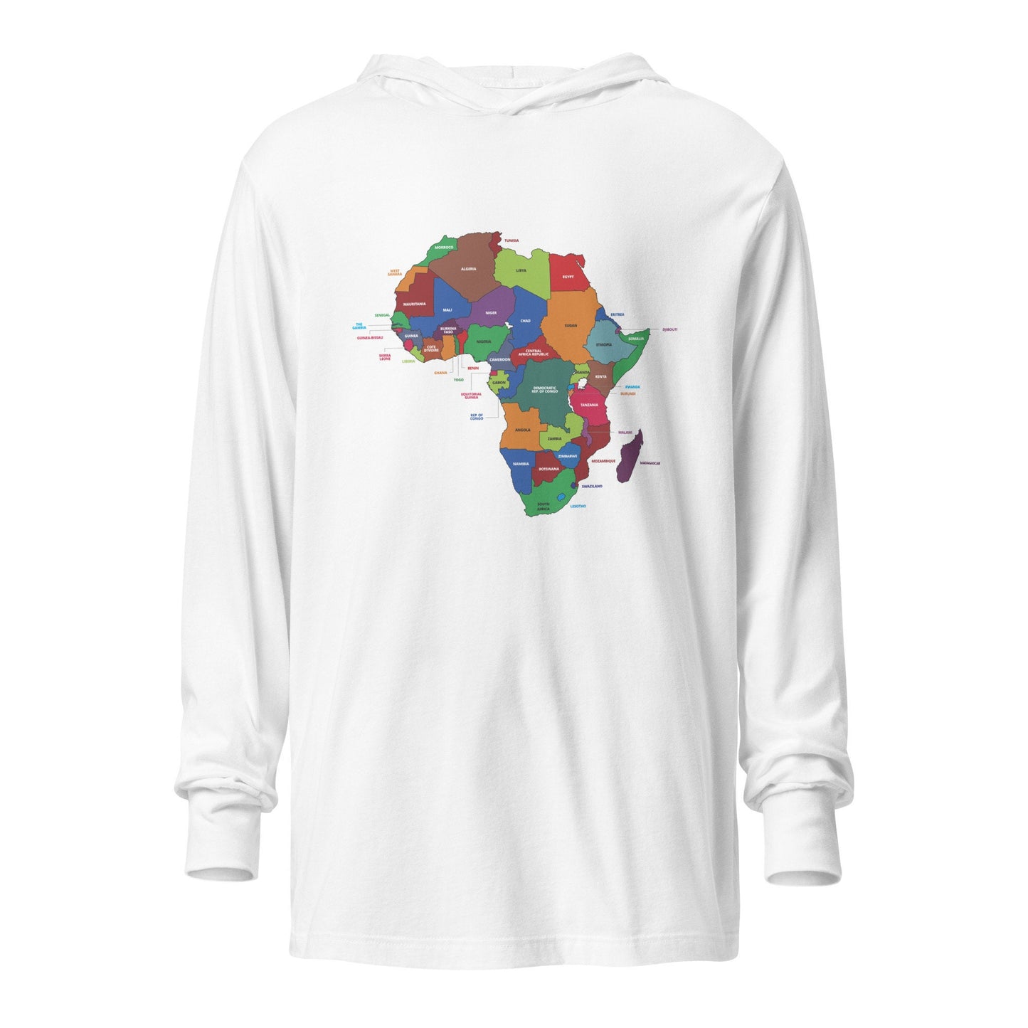 Light weight African countries Hooded long-sleeve tee- African hoodie, Nigerian Hoodie