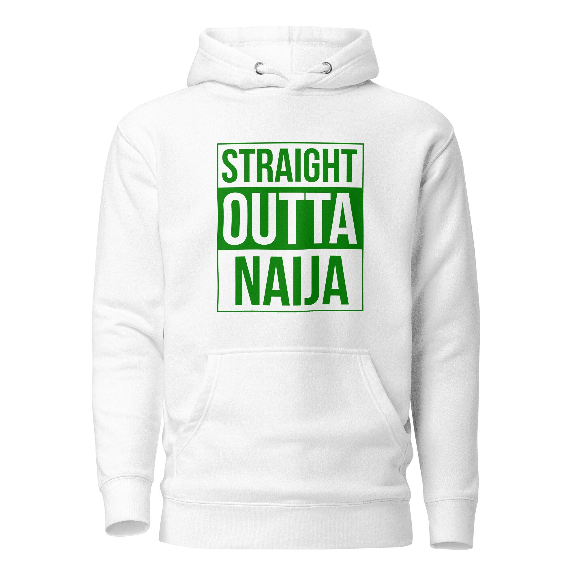 Heavy blend- Straight outta Naija Unisex Hoodie- White Nigerian Hoodie