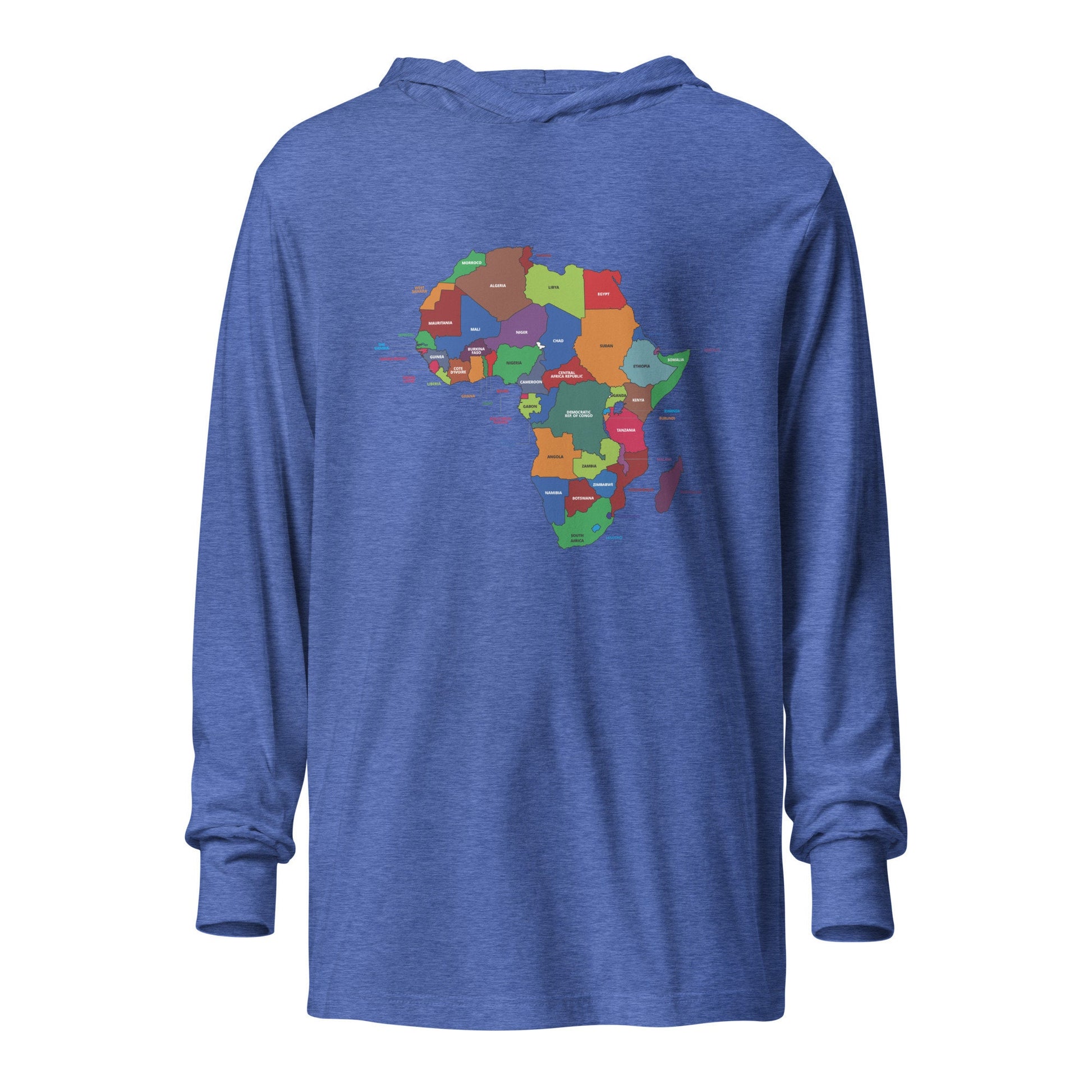 Light weight African countries Hooded long-sleeve tee- African hoodie, Nigerian Hoodie