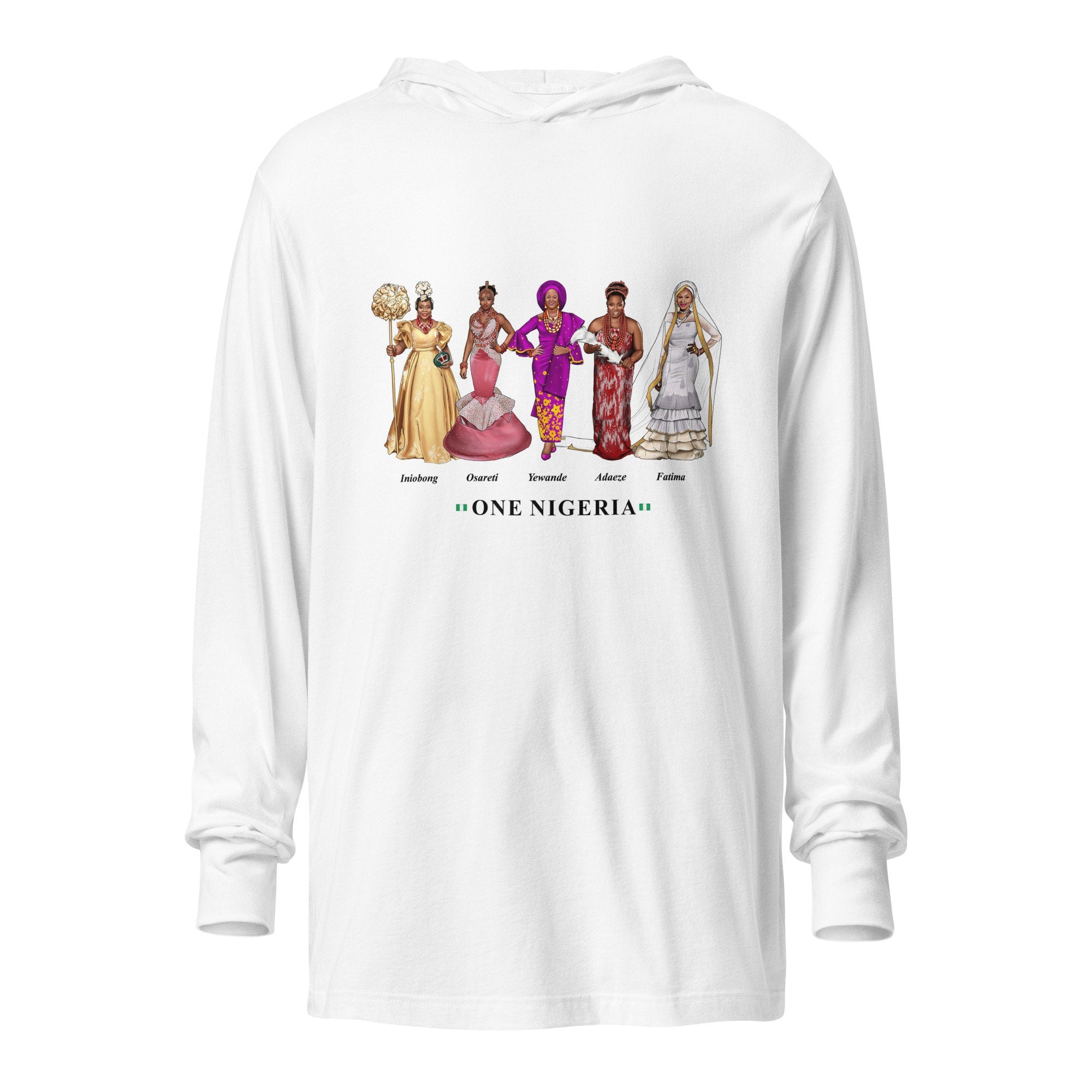 Light weight One Nigerian Women Hooded long-sleeve tee, African t-shirt, African Hoodie, Nigerian hoodie, Nigerian outfits