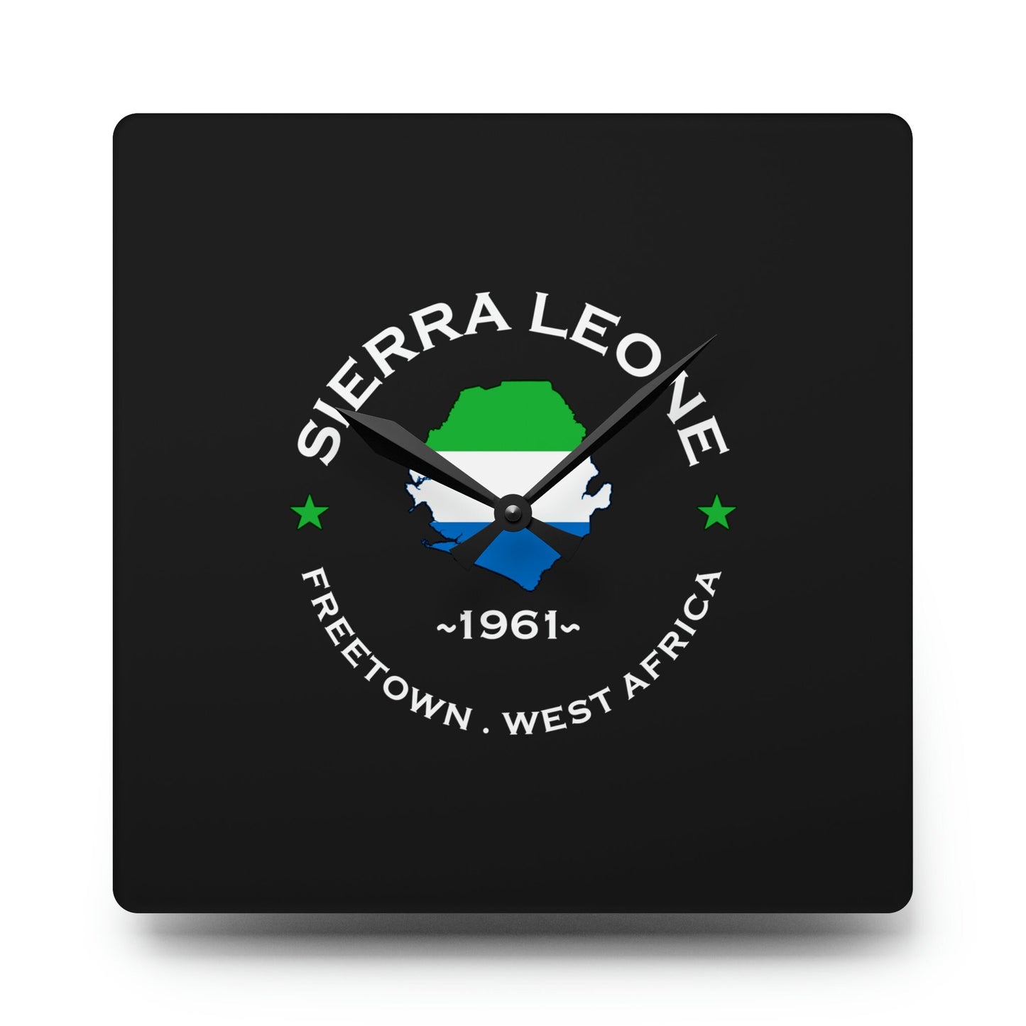 Sierra Leone Inspired Acrylic Wall Clock: Unique African Decor, Sierra Leonean Gifts, Home Accessories
