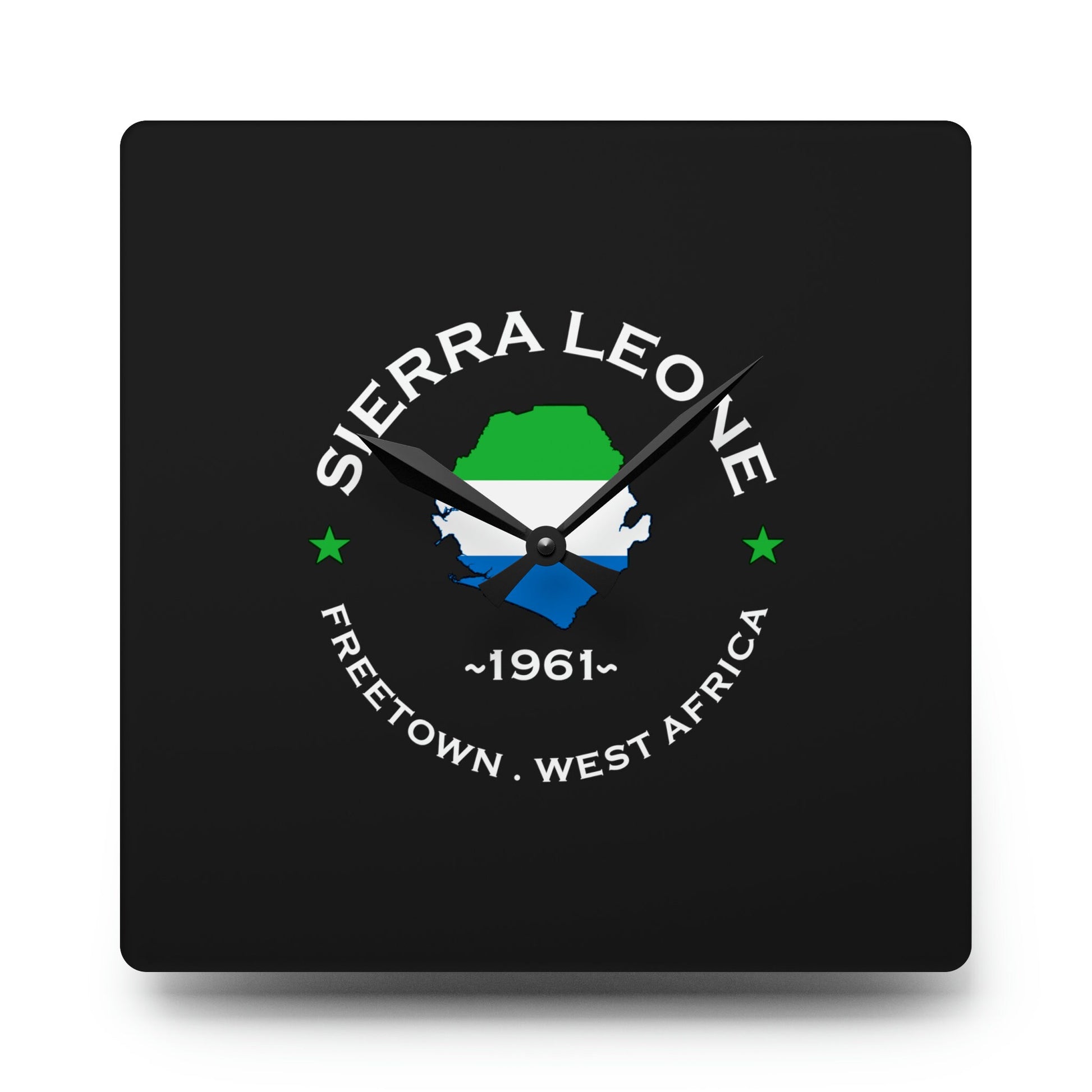 Sierra Leone Inspired Acrylic Wall Clock: Unique African Decor, Sierra Leonean Gifts, Home Accessories