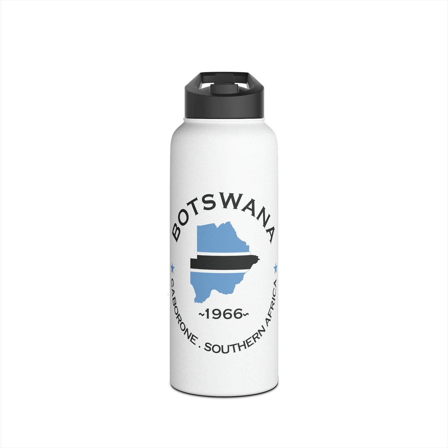 Botswana Stainless Steel Water Bottle: Standard Lid, Botswana Tees, Botswana Gifts, Botswana Jerseys, African Couple Gifts