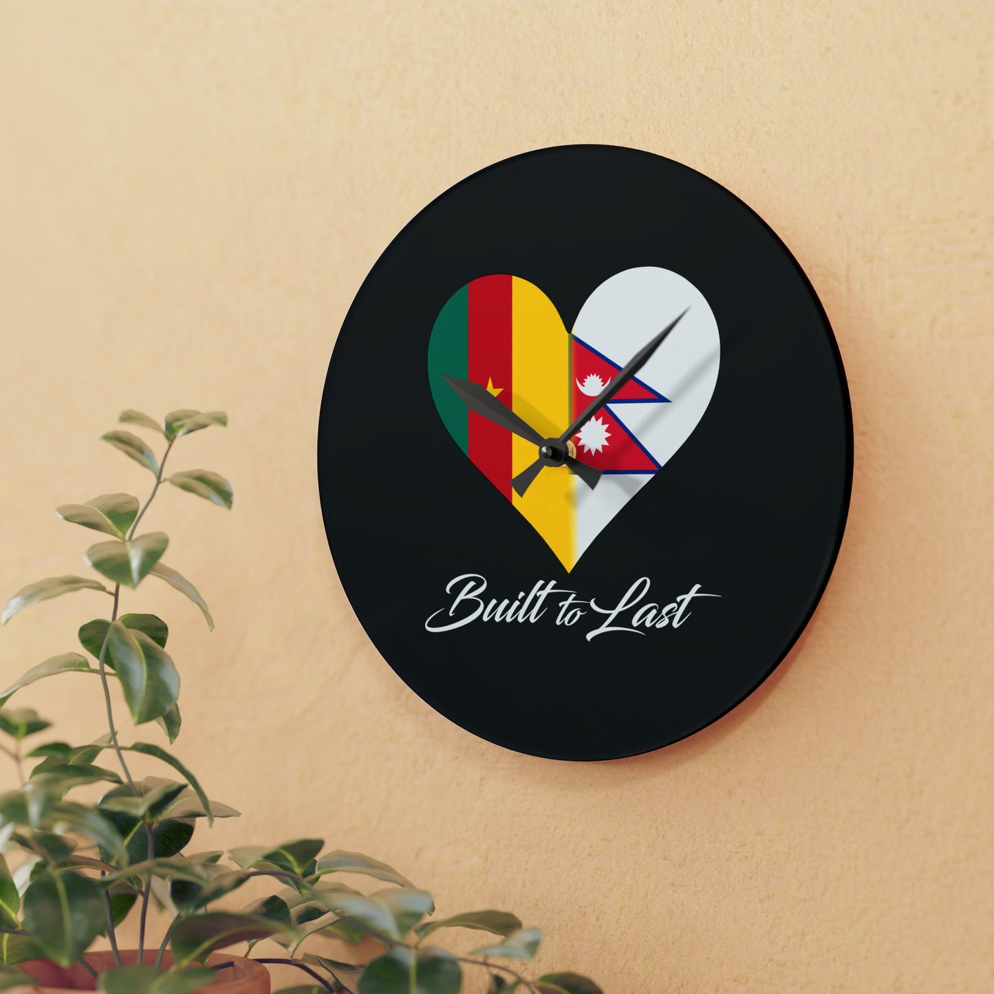 Cameroon/Nepal Interracial Inspired Acrylic Wall Clock