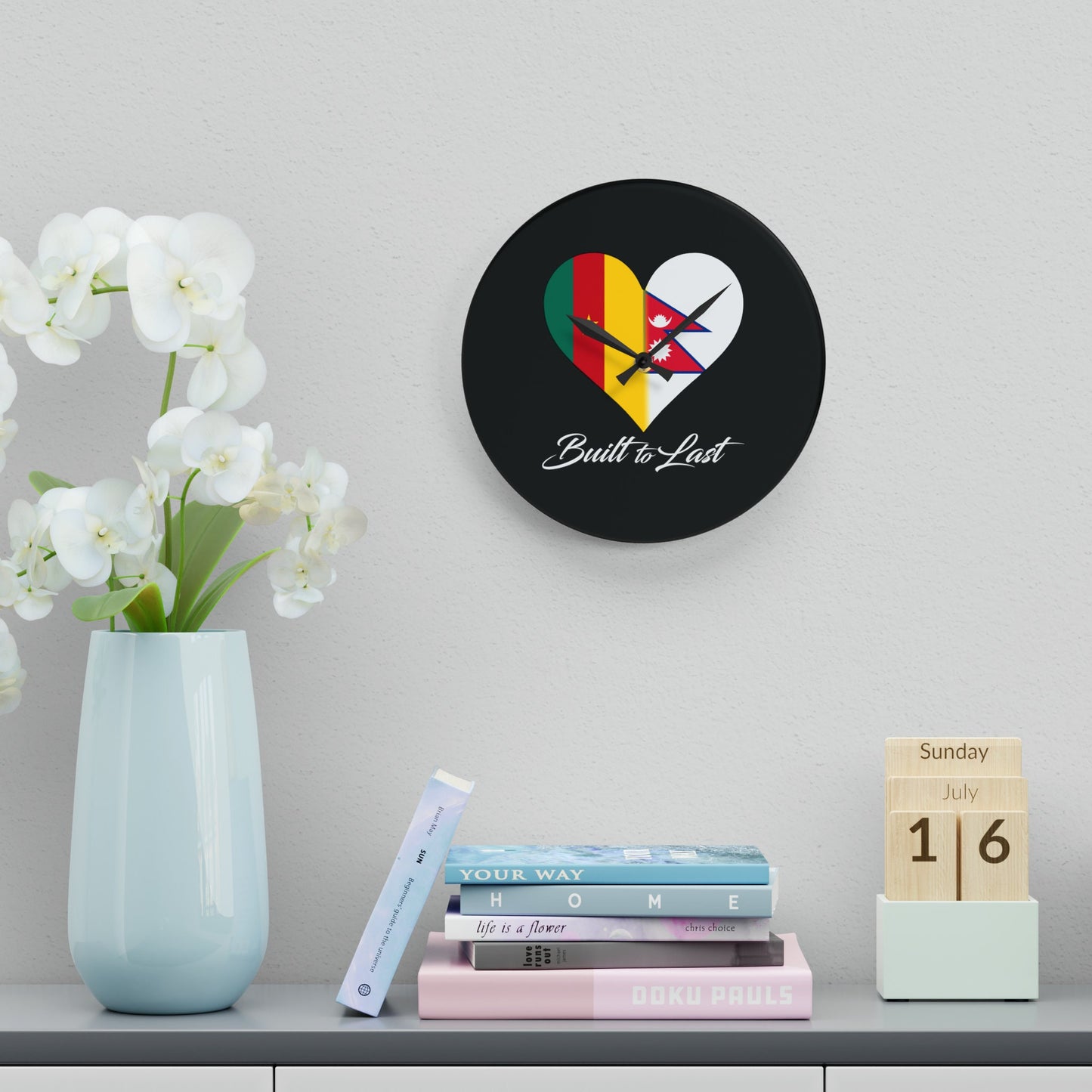 Cameroon/Nepal Interracial Inspired Acrylic Wall Clock
