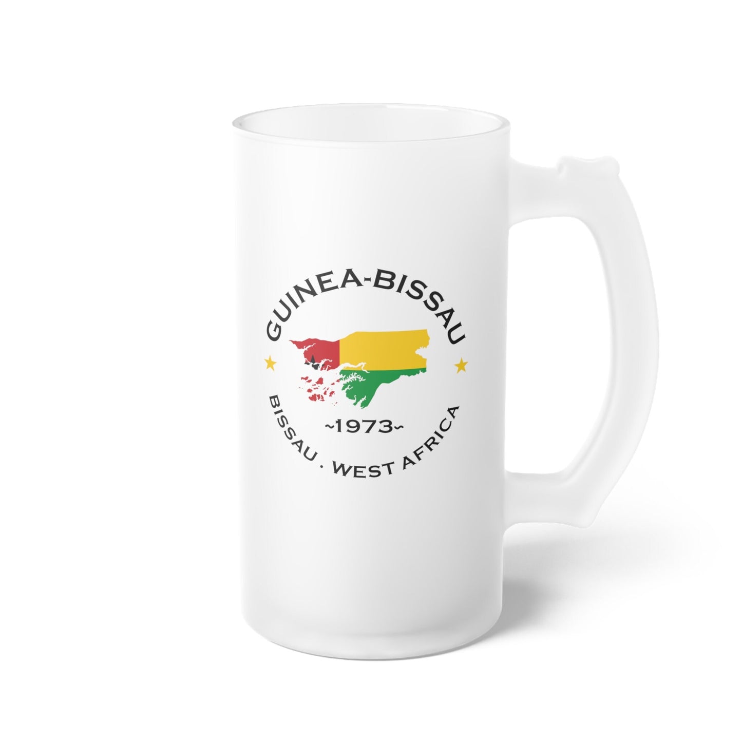 Guinea-Bissau  Frosted Glass Beer Mug