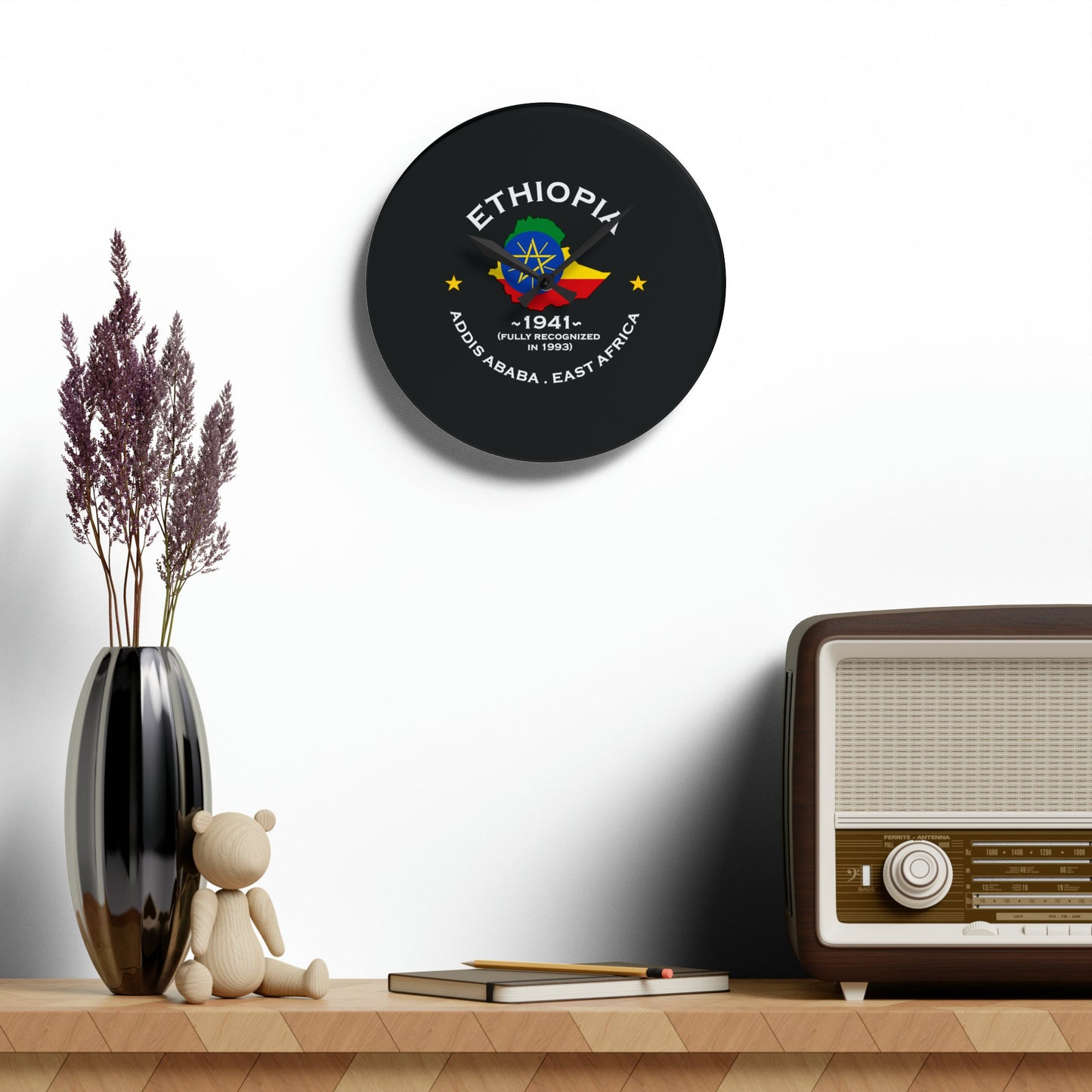 Ethiopian Inspired Acrylic Wall Clock