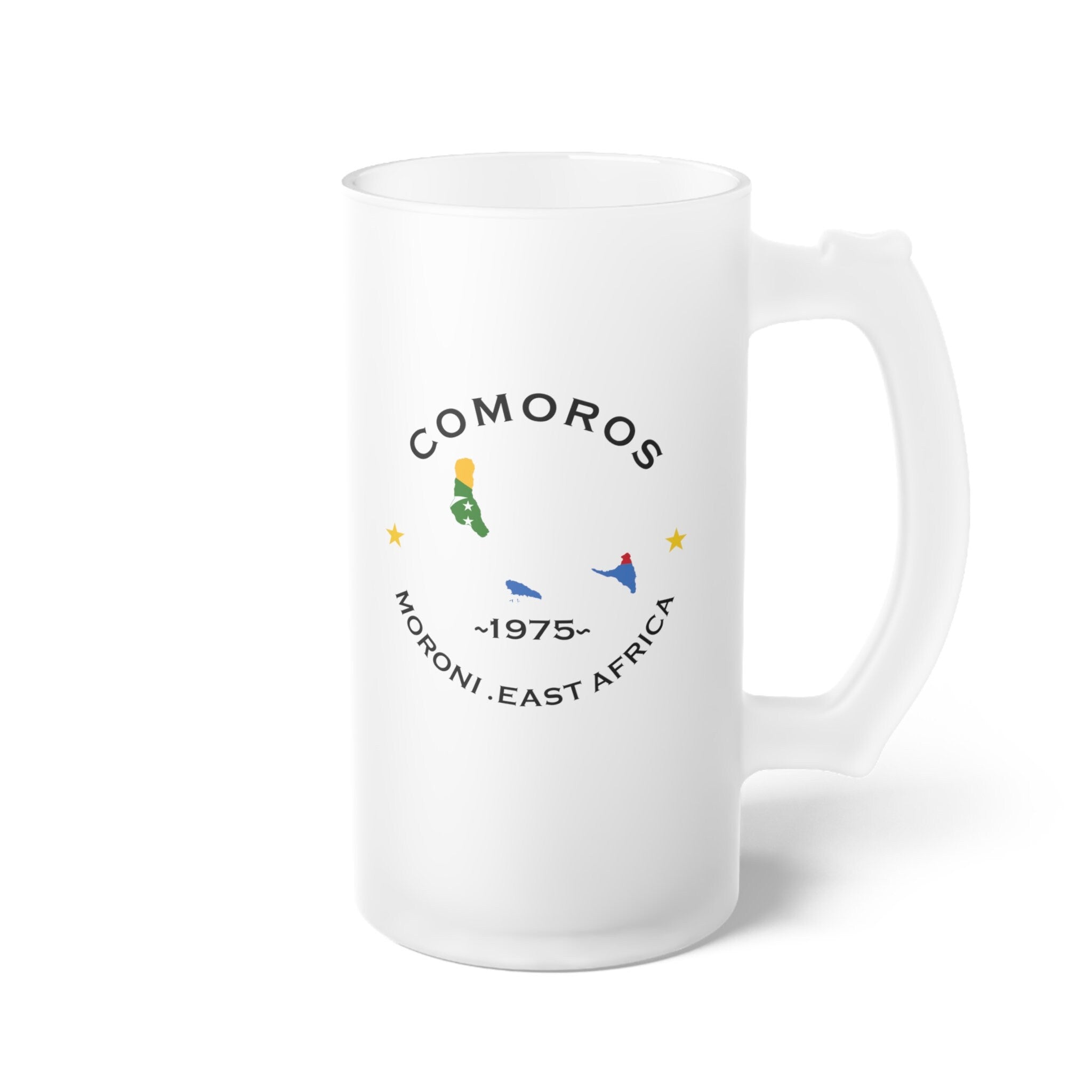 Comoros  Frosted Glass Beer Mug