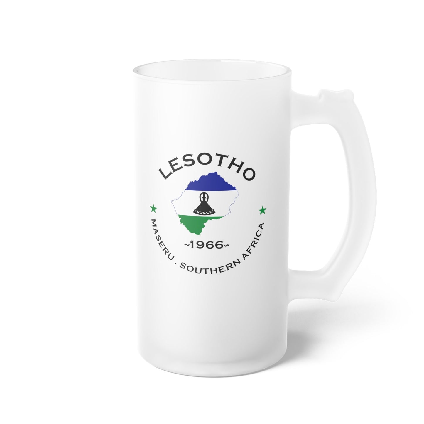 Lesotho  Frosted Glass Beer Mug