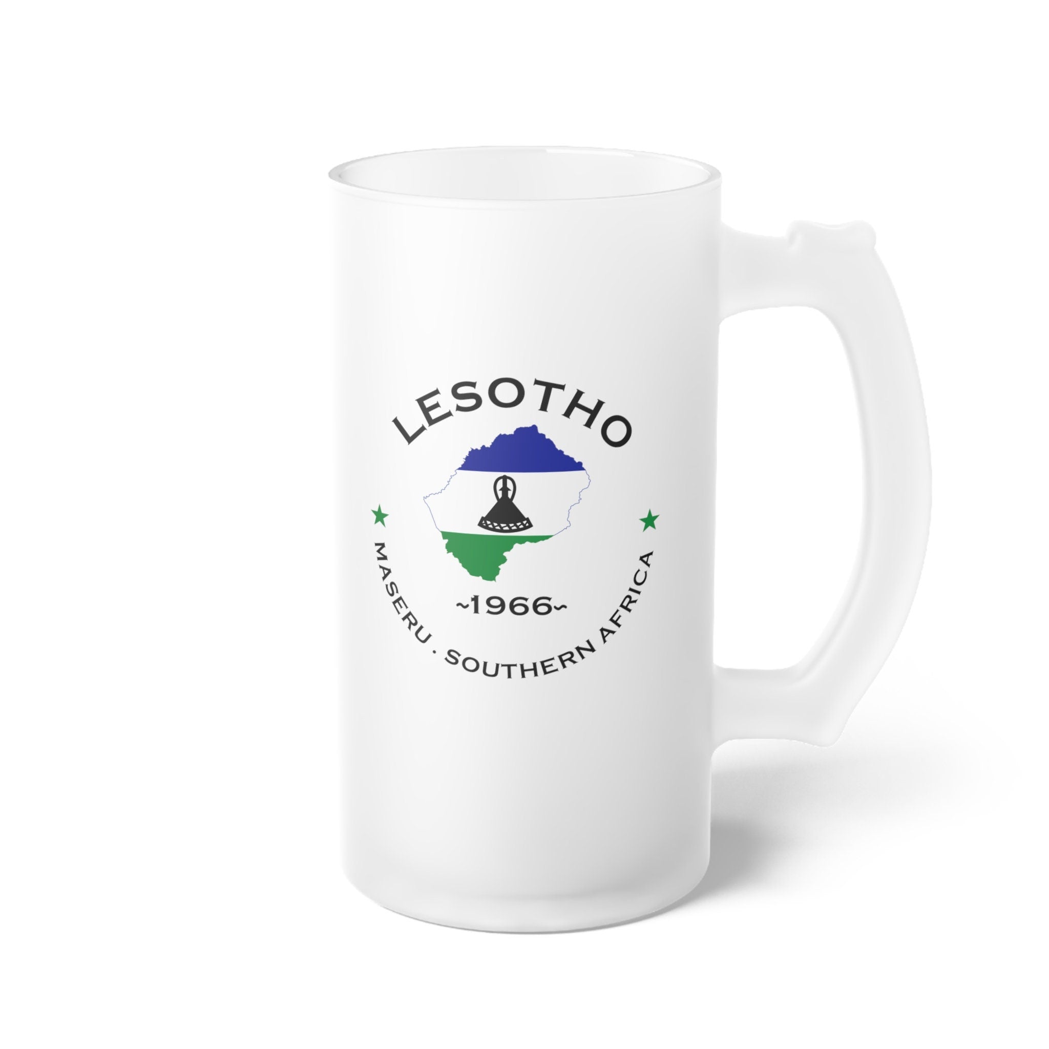 Lesotho  Frosted Glass Beer Mug