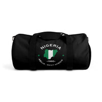 Nigeria Inspired Duffel Bag, Gym Duffle Bag , Black Duffle Bag, Nigeria Flag Canvas Printed Bag