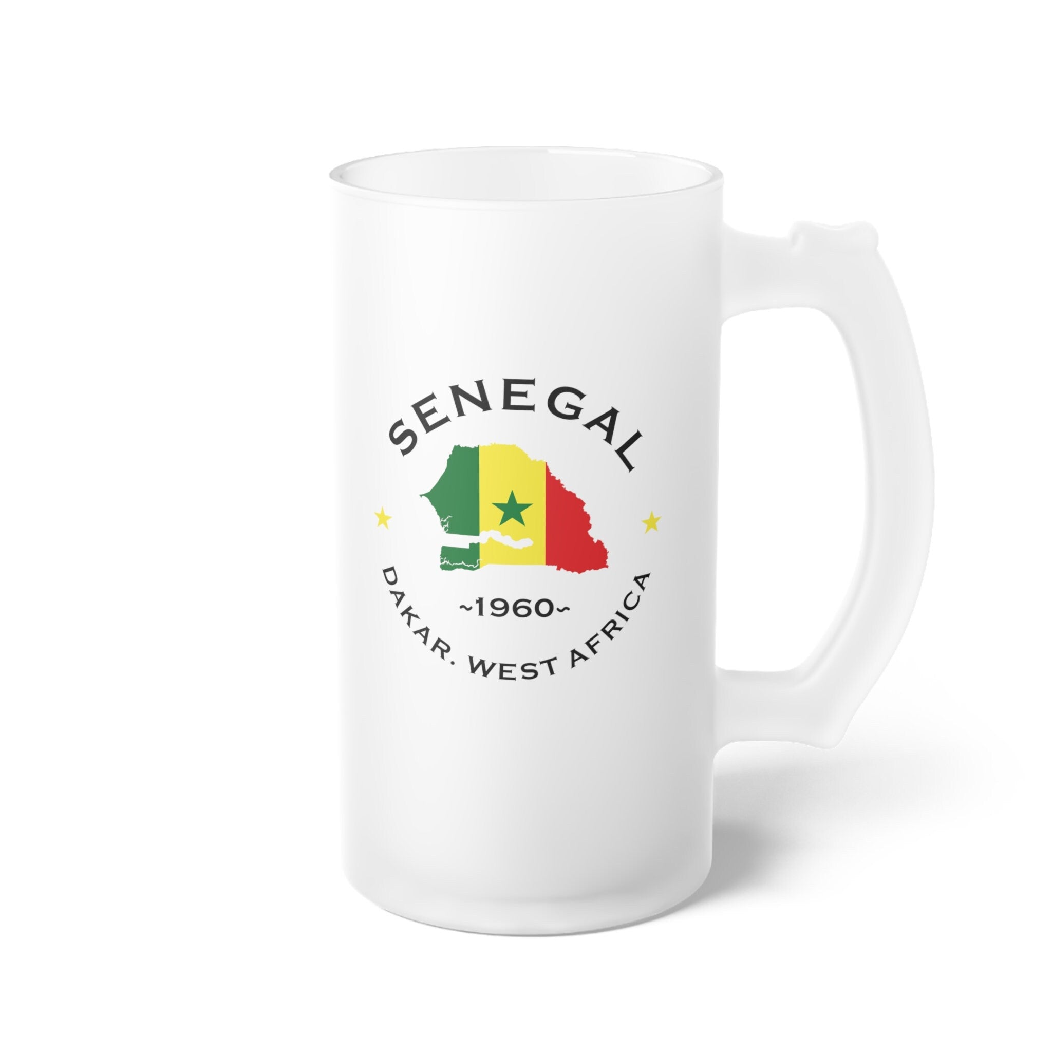 Senegal  Frosted Glass Beer Mug