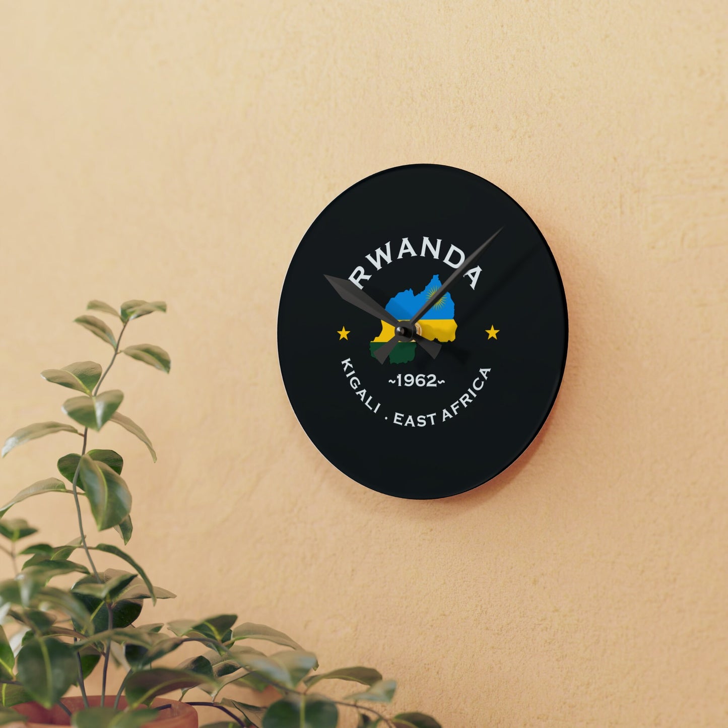 Rwanda Inspired Acrylic Wall Clock