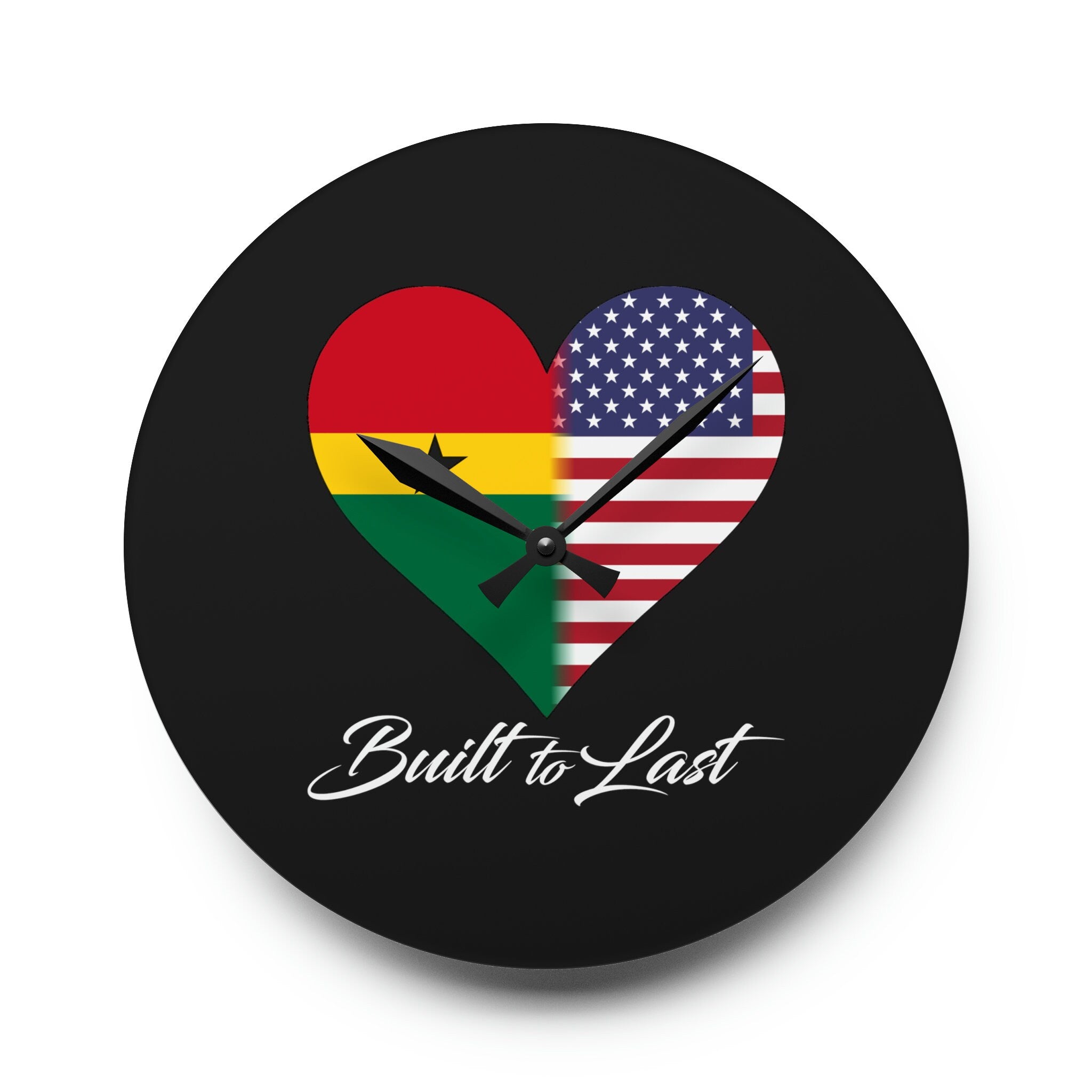Ghana/ USA Interracial Inspired Acrylic Wall Clock