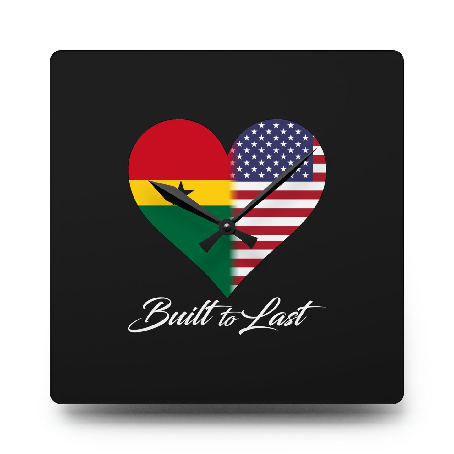Ghana/ USA Interracial Inspired Acrylic Wall Clock