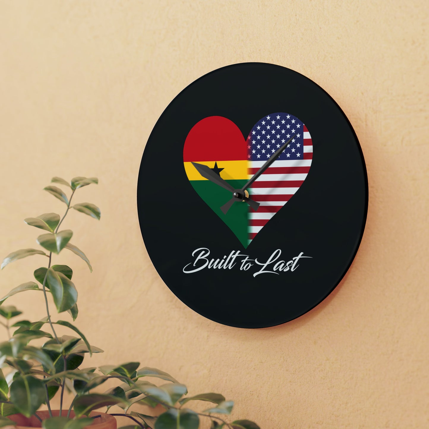 Ghana/ USA Interracial Inspired Acrylic Wall Clock