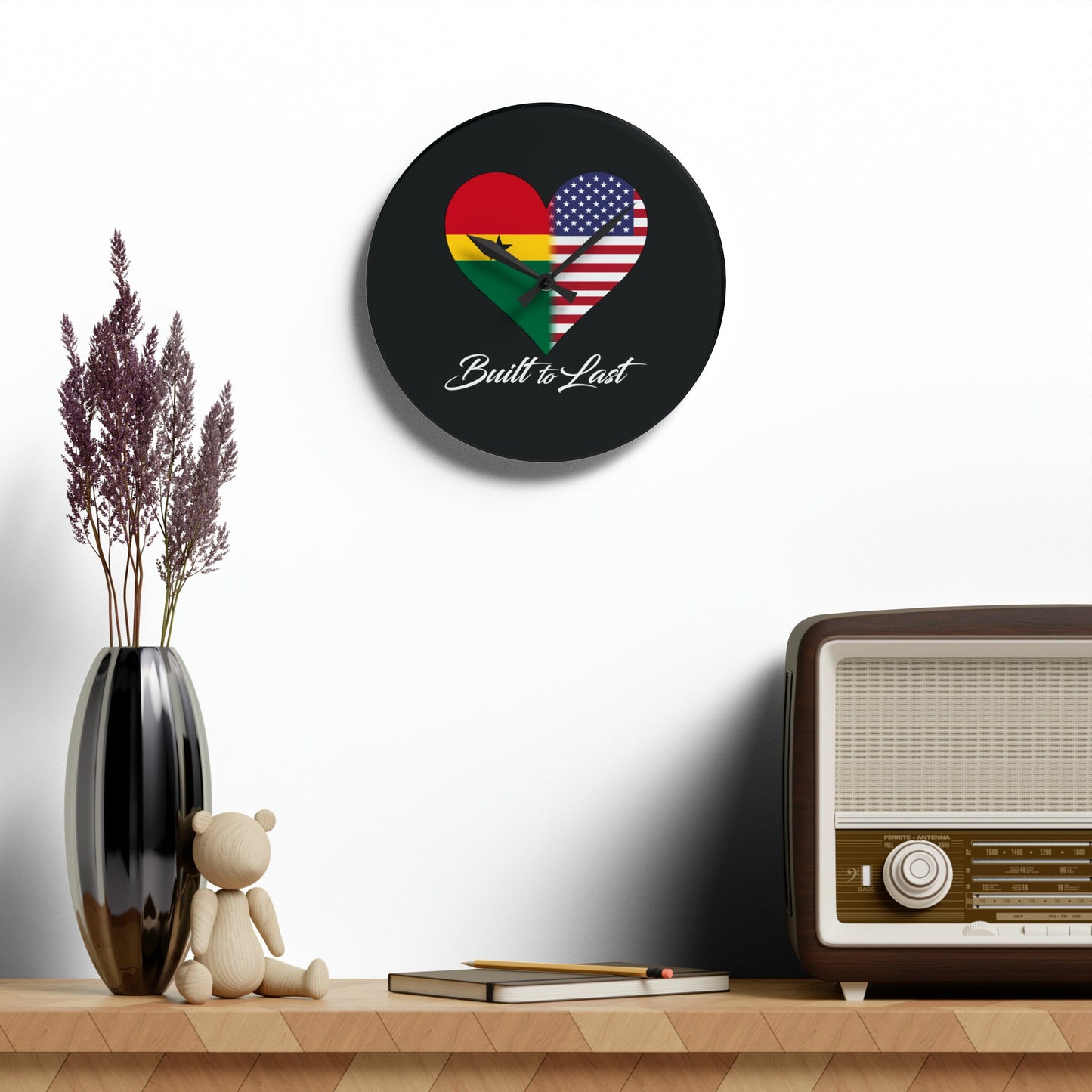 Ghana/ USA Interracial Inspired Acrylic Wall Clock