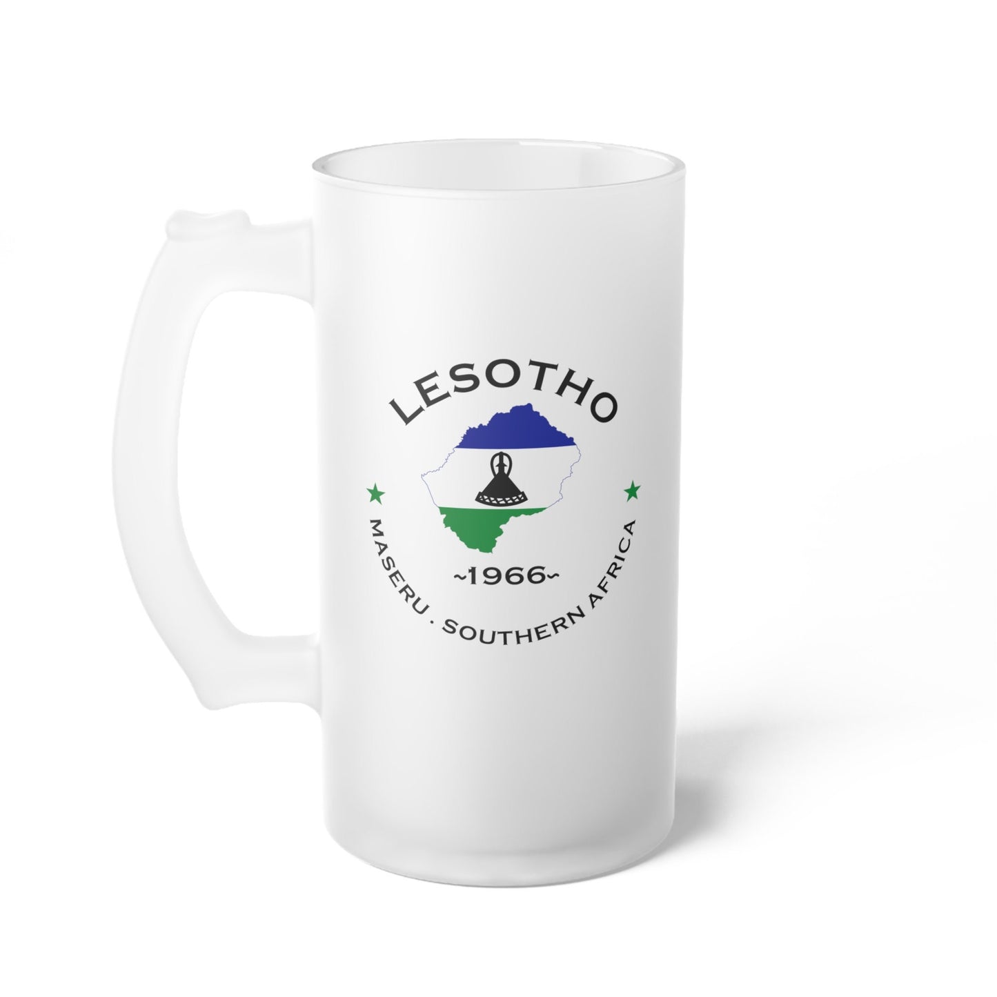 Lesotho  Frosted Glass Beer Mug