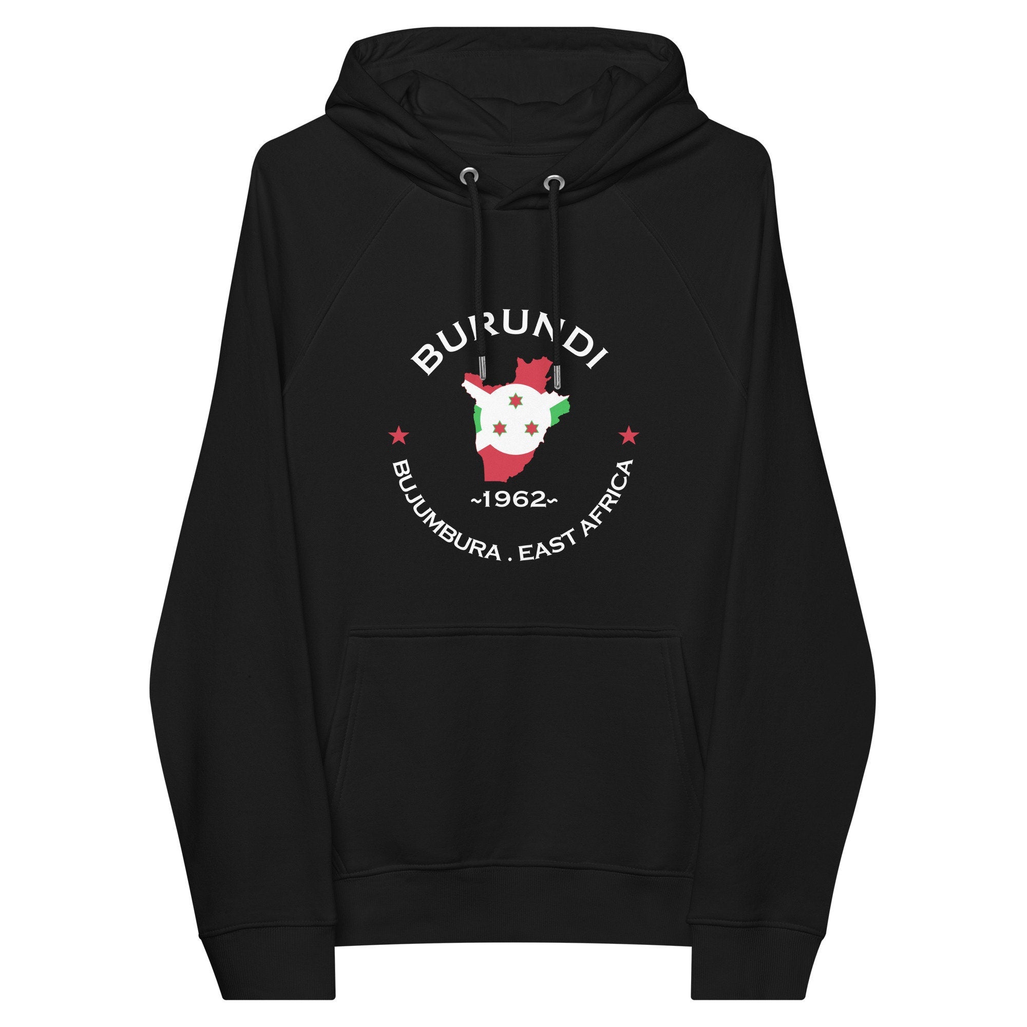 Burundi Unisex eco raglan hoodie