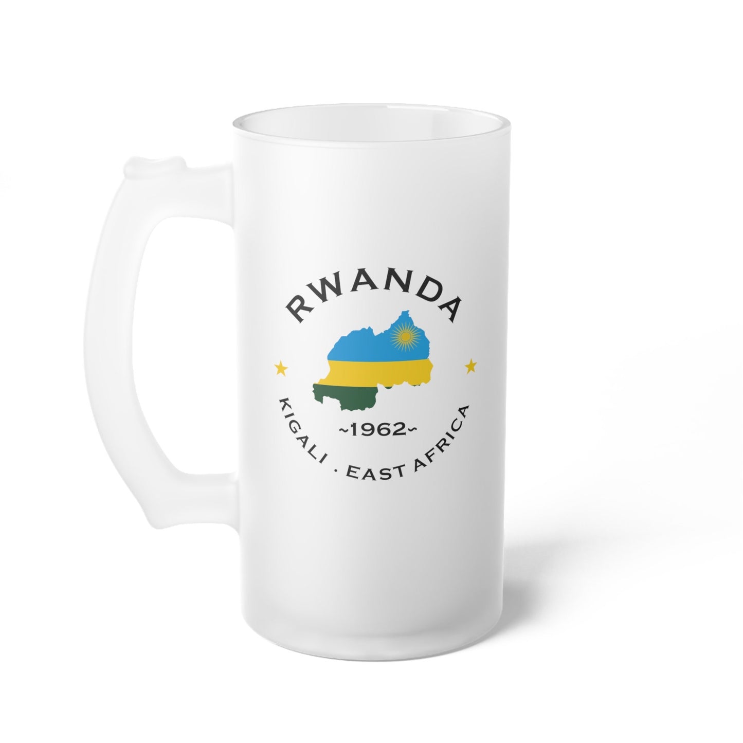 Rwanda  Frosted Glass Beer Mug