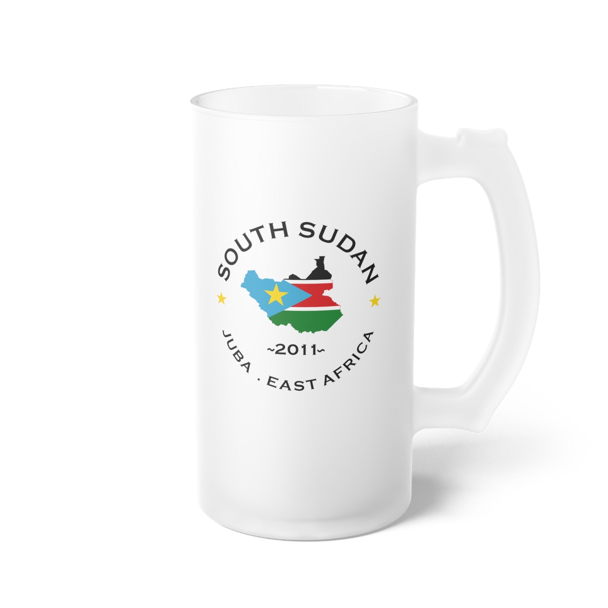 South Sudan  Frosted Glass Beer Mug