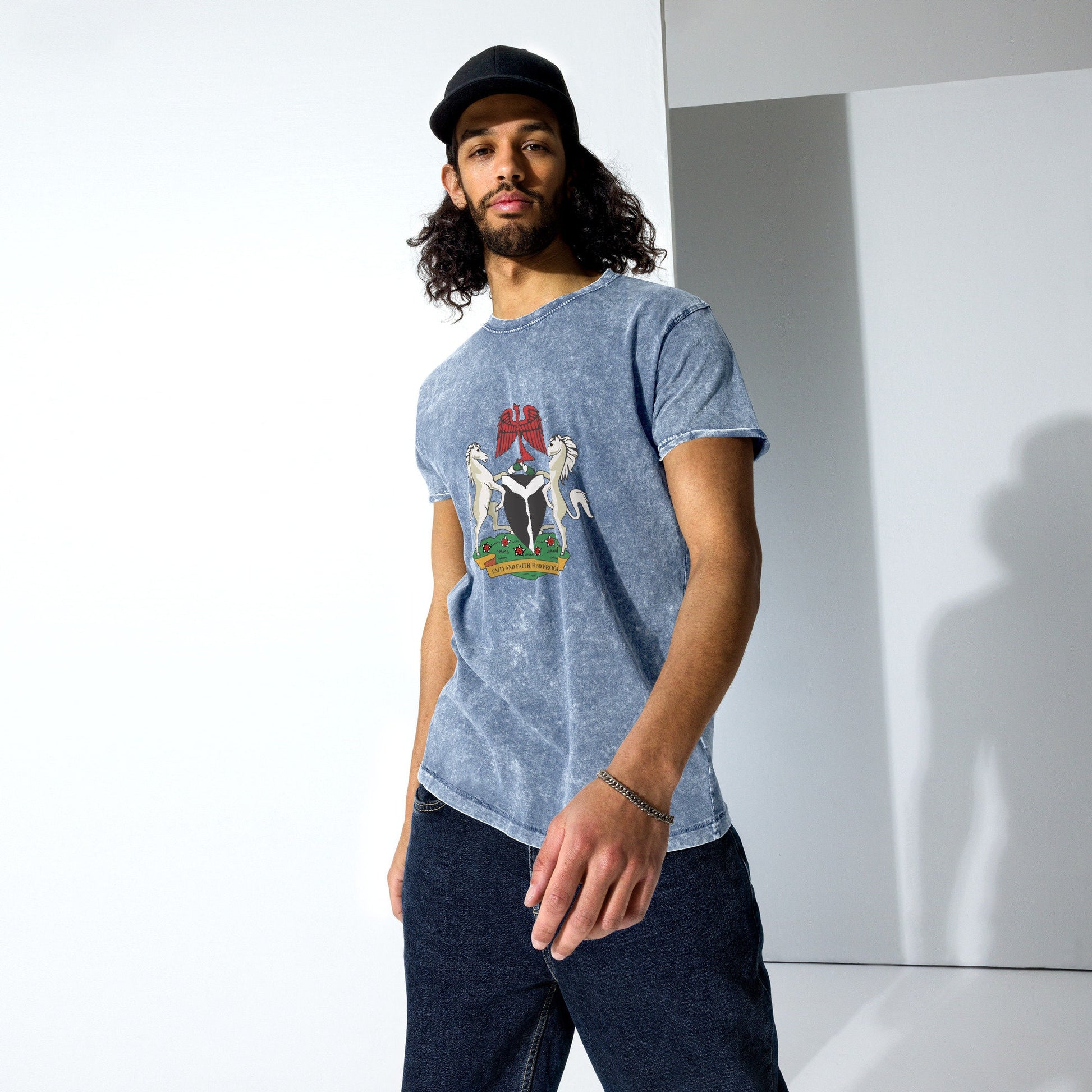 Nigerian Coat of Arms Denim Wash T-Shirt