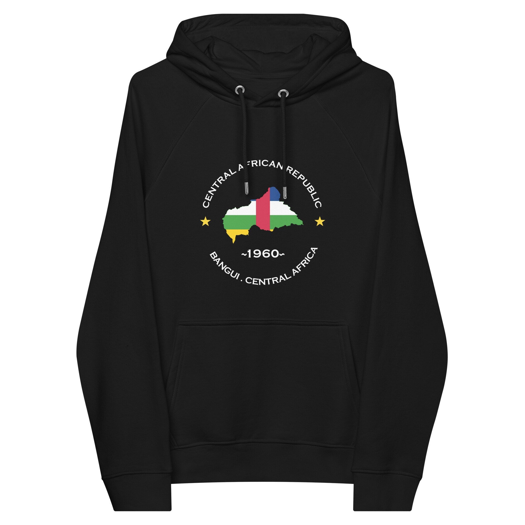 Central African Republic Unisex eco raglan hoodie