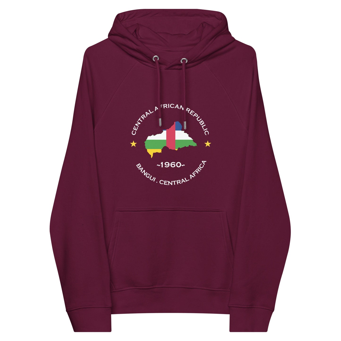 Central African Republic Unisex eco raglan hoodie