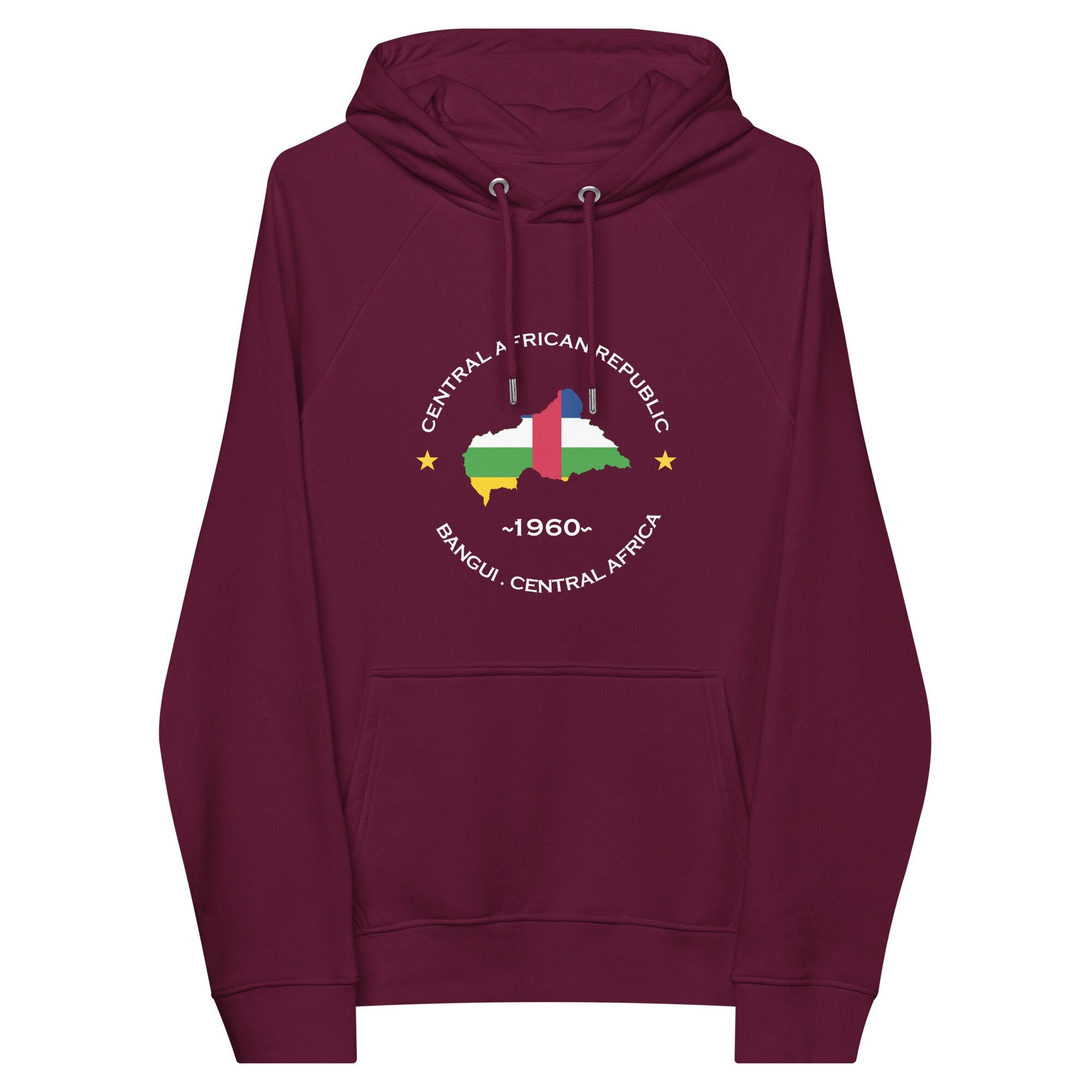 Central African Republic Unisex eco raglan hoodie