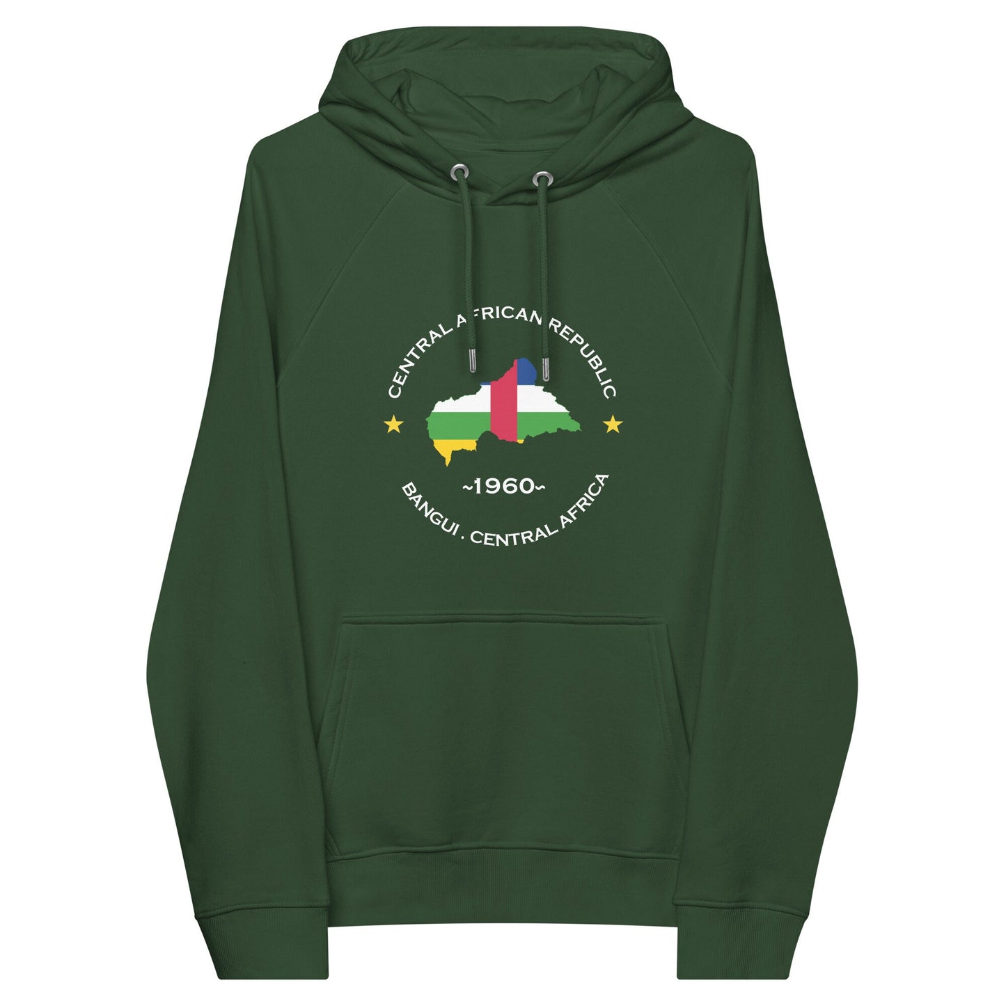 Central African Republic Unisex eco raglan hoodie