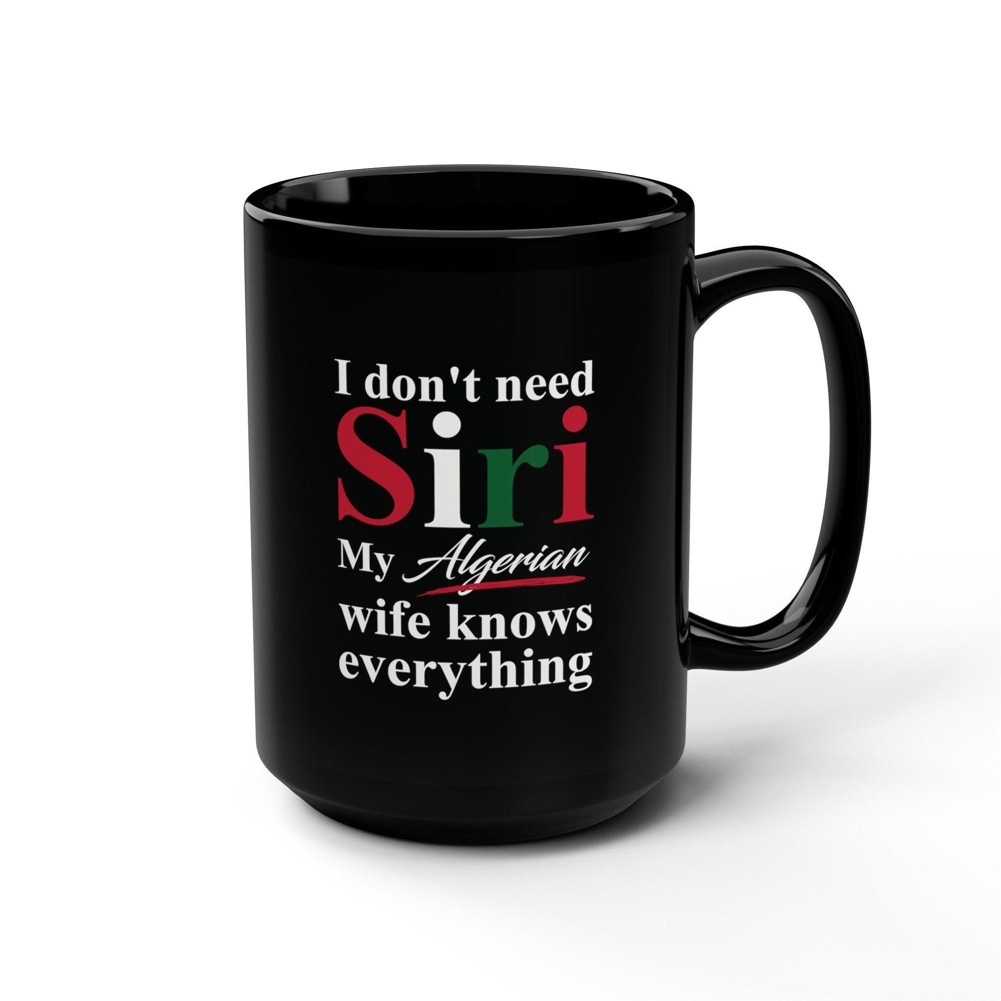 Algerian Funny Mom Black Mug, 15oz