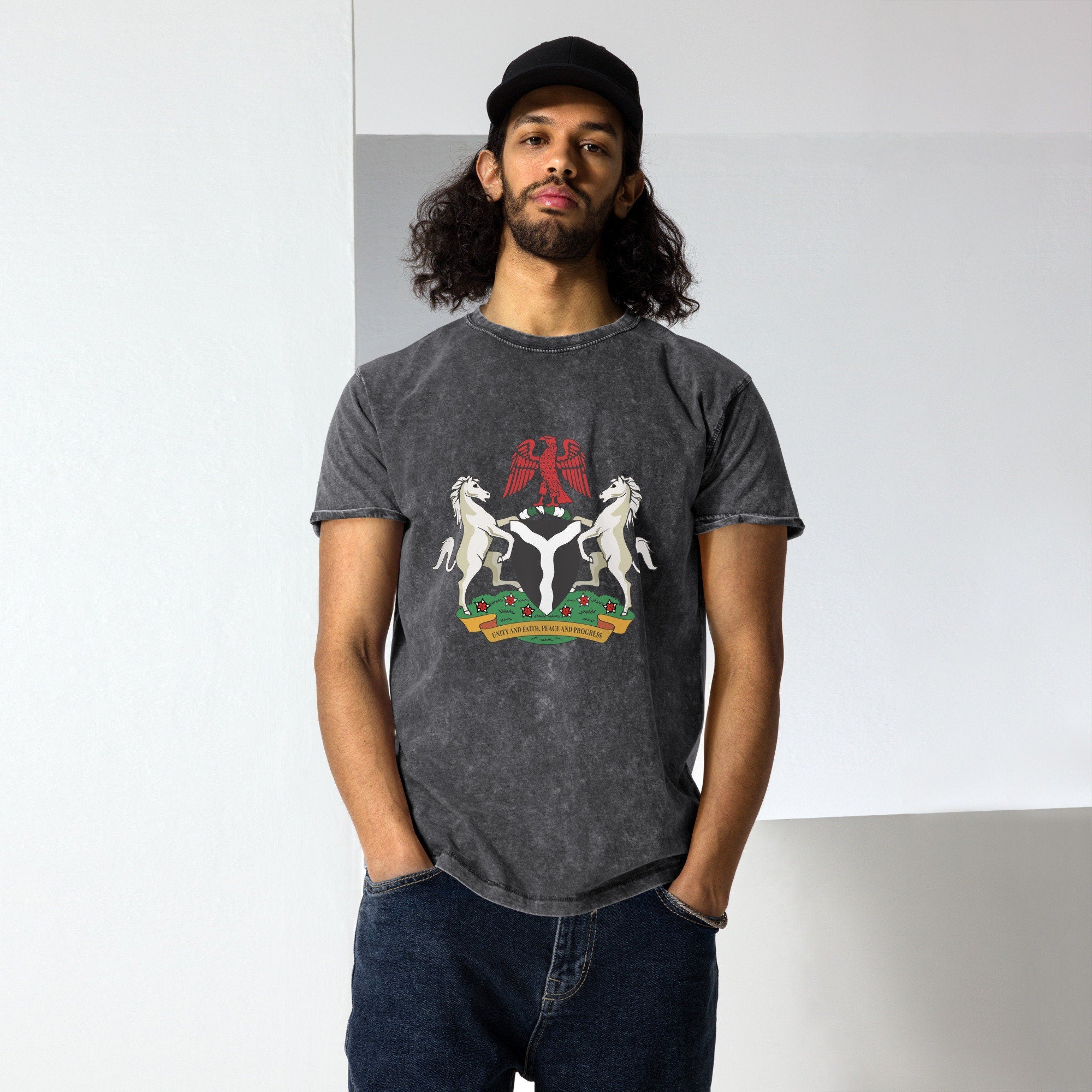 Nigerian Coat of Arms Denim Wash T-Shirt