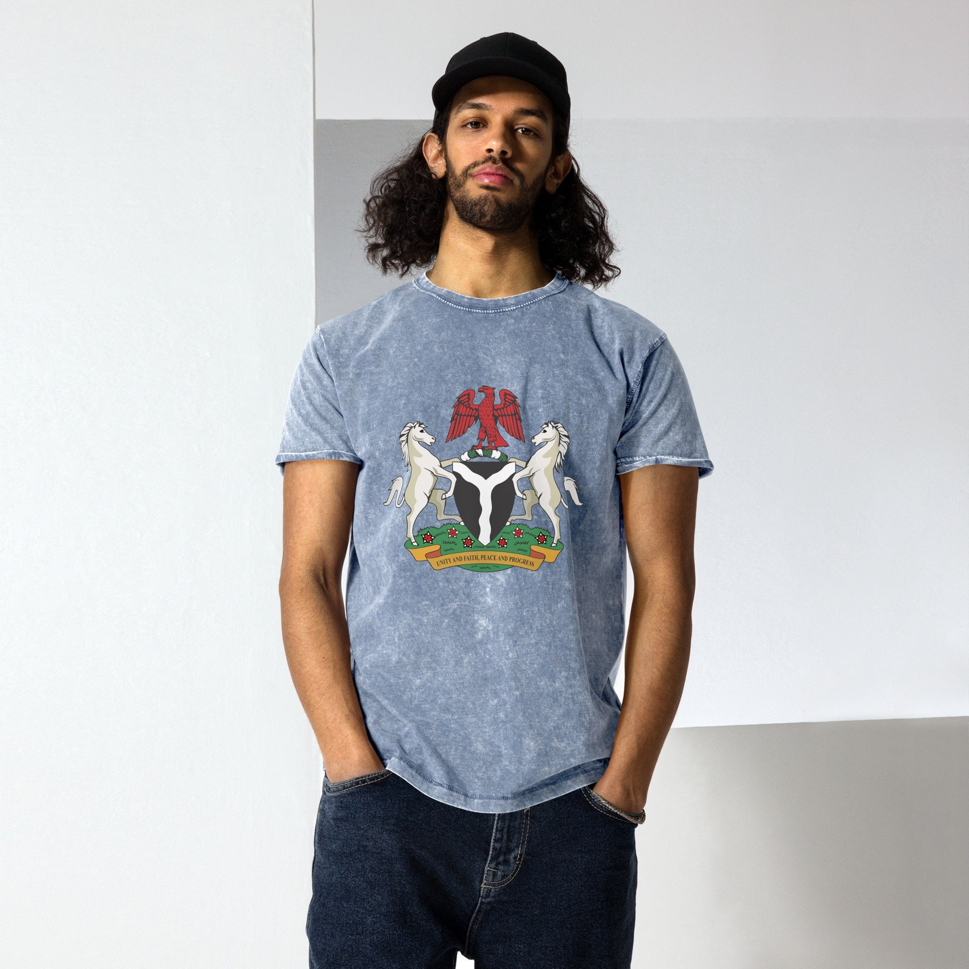 Nigerian Coat of Arms Denim Wash T-Shirt