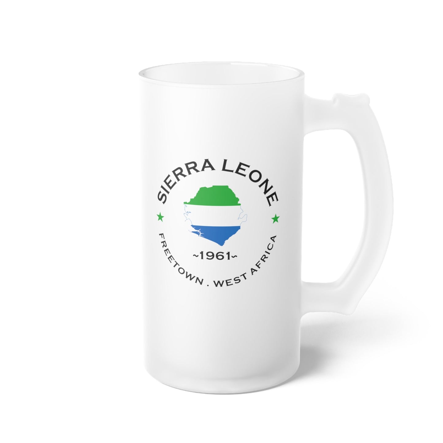 Sierra Leone  Frosted Glass Beer Mug