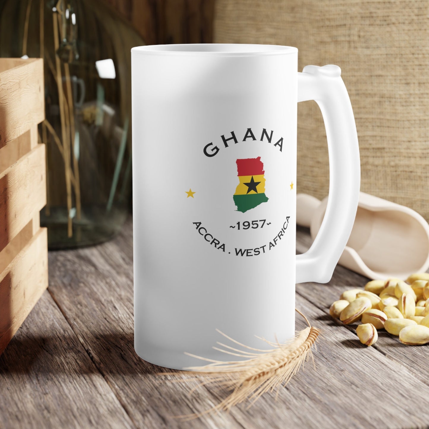 Ghanaian Frosted Glass Beer Mug