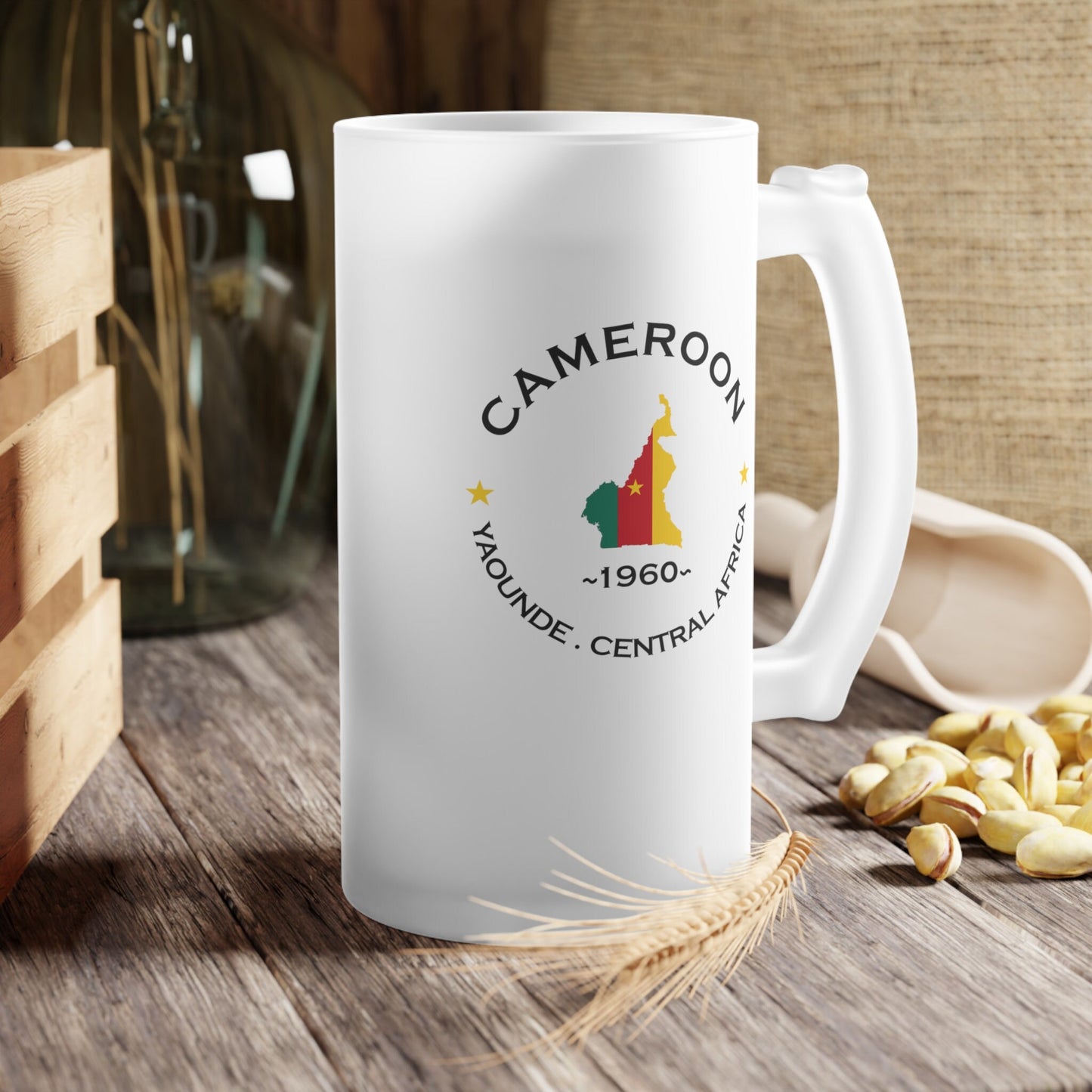 Cameroonian Frosted Glass Beer Mug