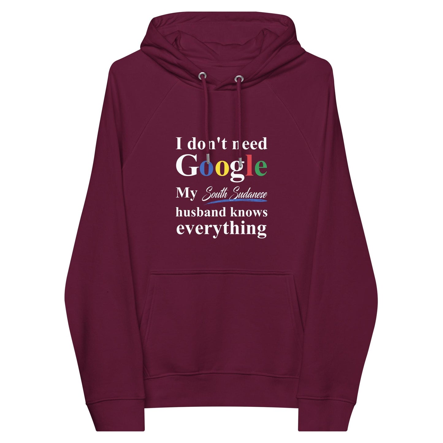 South Sudanese Funny Husband eco raglan hoodie