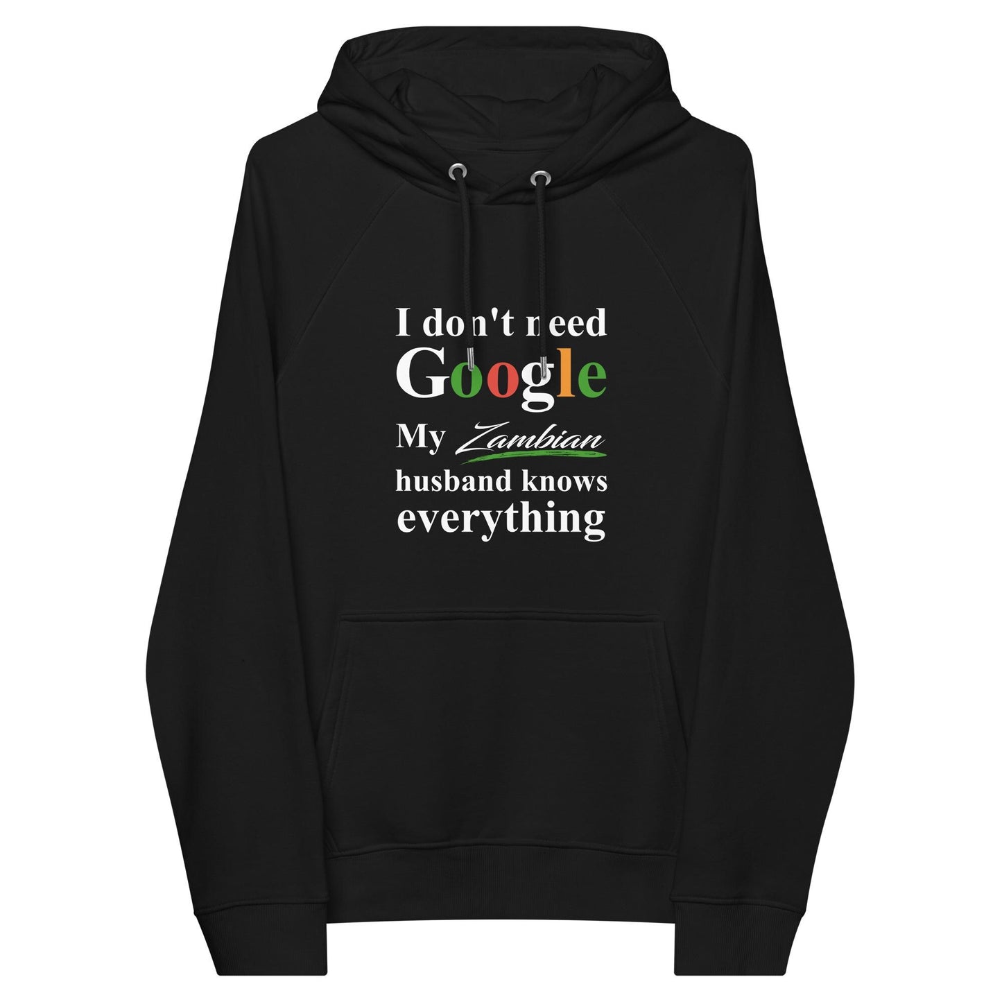 Zambian Funny Husband eco raglan hoodie